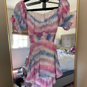 Pink and blue tie dye dress